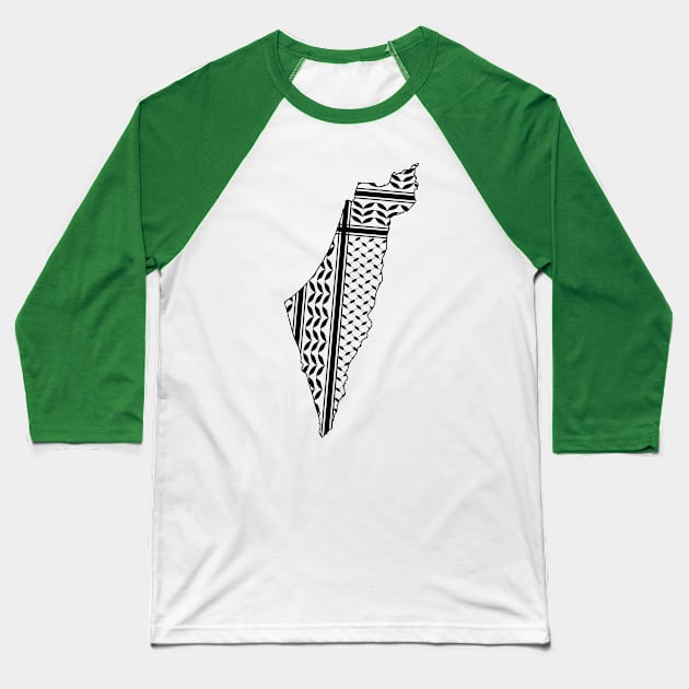 Palestine Map With Keffiyeh Pattern Design symbol of Resistance and Freedom Baseball T-Shirt by BluedarkArt